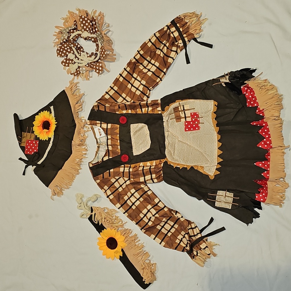 Spooktacular Creations Halloween Sunflower Scarecrow Costume Girls Size Small - Picture 16 of 16